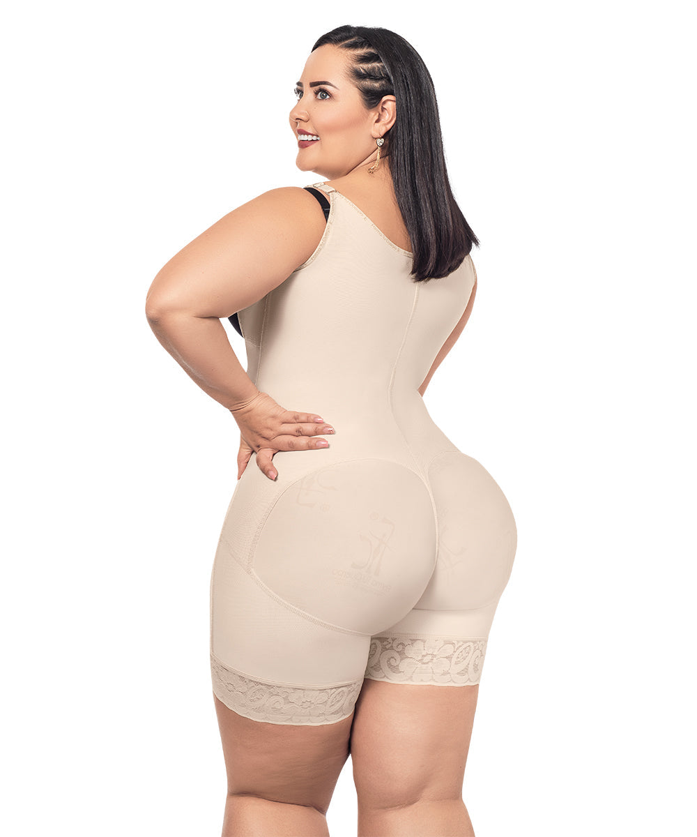 Faja moldeadora control abdomen - media pierna con tiras y cremallera lateral (Ref. O-010 / O-016)