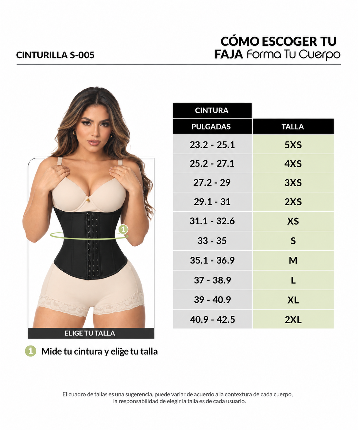 Guía de tallas de este producto