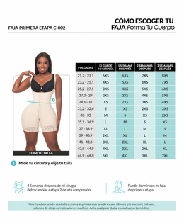 Faja postoperatoria con broches frontales:  Ajuste progresivo y soporte ( REF. C-002- C-102 )